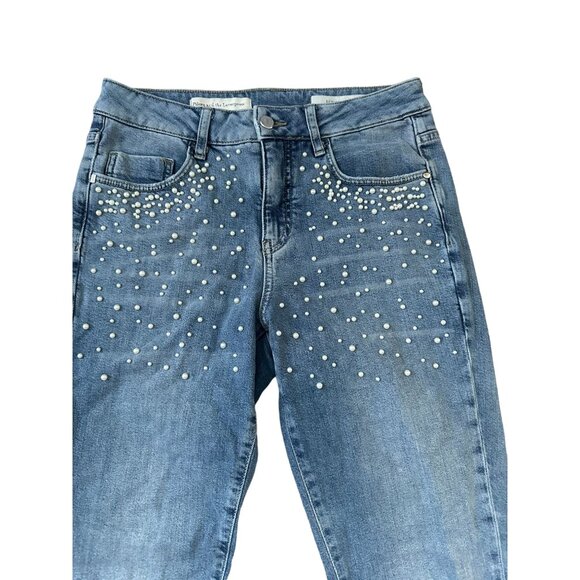 PILCRO & THE LETTERPRESS Pearl Embellished Script Jeans Size 28 - Picture 2 of 6